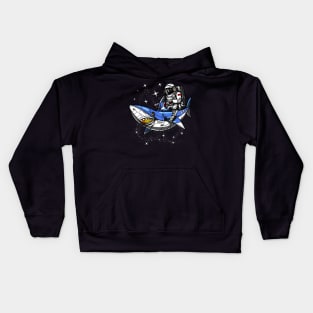 Space Astronaut Riding Shark Kids Hoodie